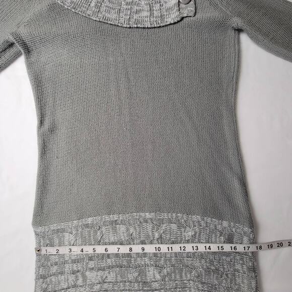 Allison Brittney Gray Slate Sweater Preppy Split Cowl Long Sleeves NEW Women S - Picture 7 of 10